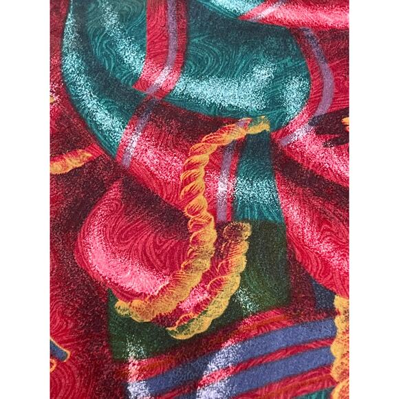 Vtg Upholstery Fabric 5 Yds Swag Tassels Trompe L'oeil Chintz Hollywood Regency - Picture 4 of 8